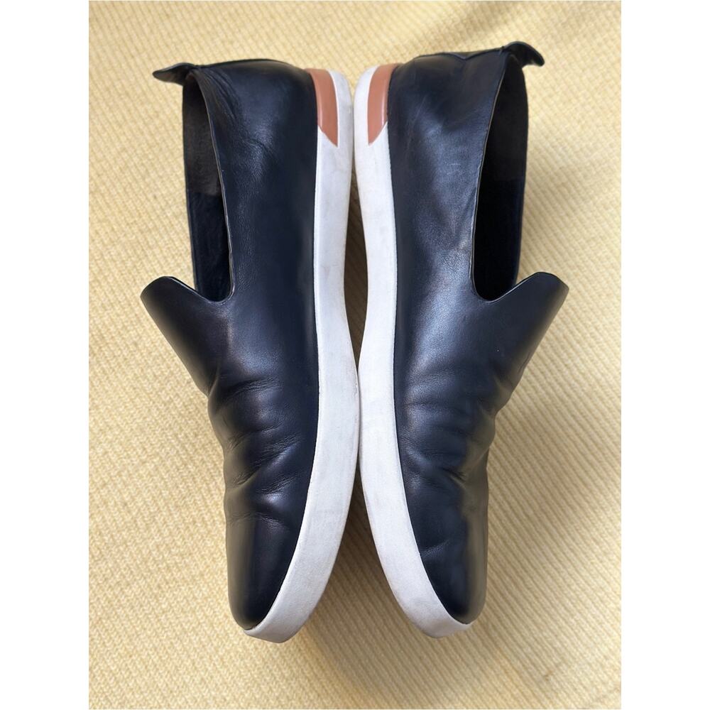 Vince Black Leather Slip-On Sneakers with White Sole Womens 6.5 - Picture 3 of 6